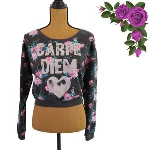 SOLD Mighty Fine Floral Fleece Pullover Top